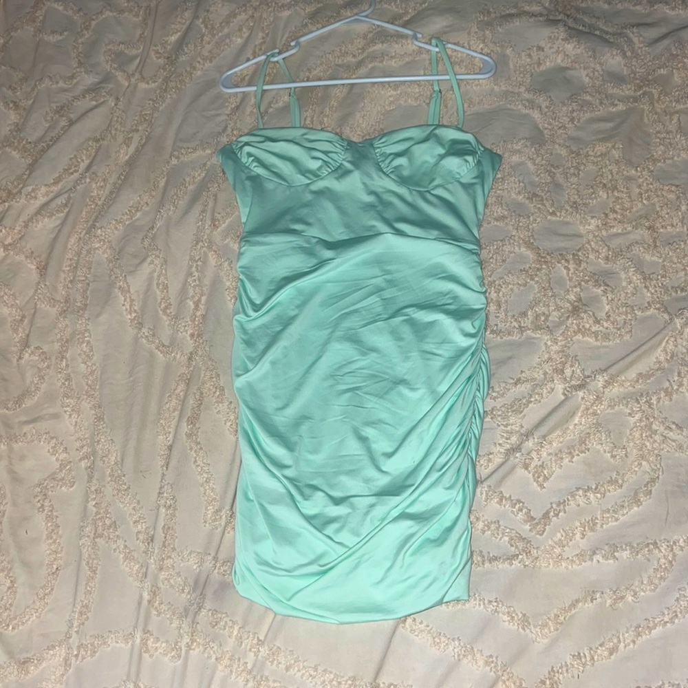 Turquoise body con dress